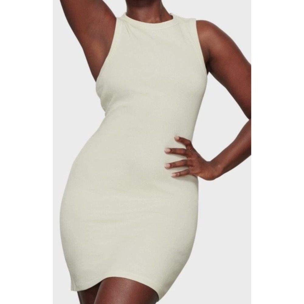 SKIMS Women's Bone Cotton Rib Tank Dress Size M Medium BEIGE AESTHETIC COMFY PJs